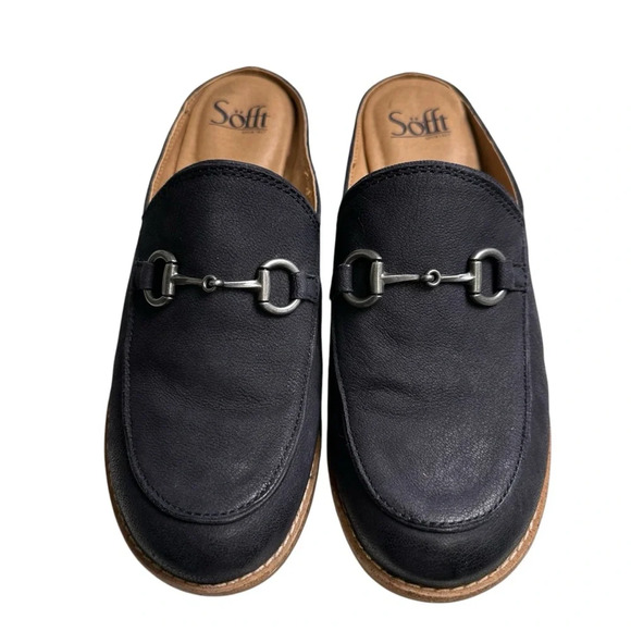 Söfft Naoko 9M Navy Blue Flat Leather Loafer Mule Slides - Picture 5 of 7